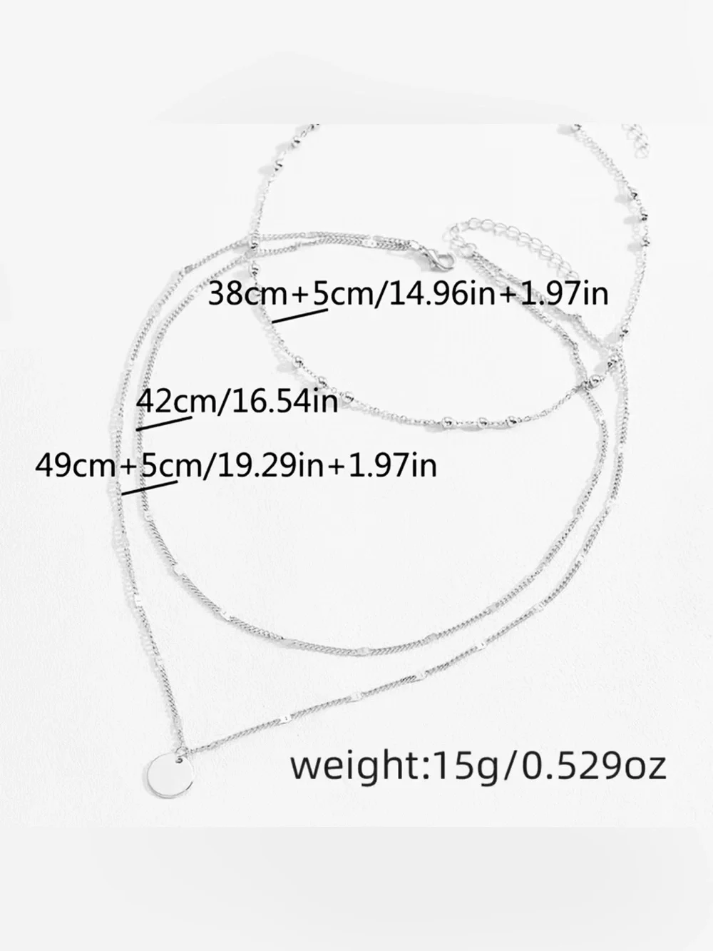 Silver Layered Disc Pendant Necklace Set - 2 Necklaces